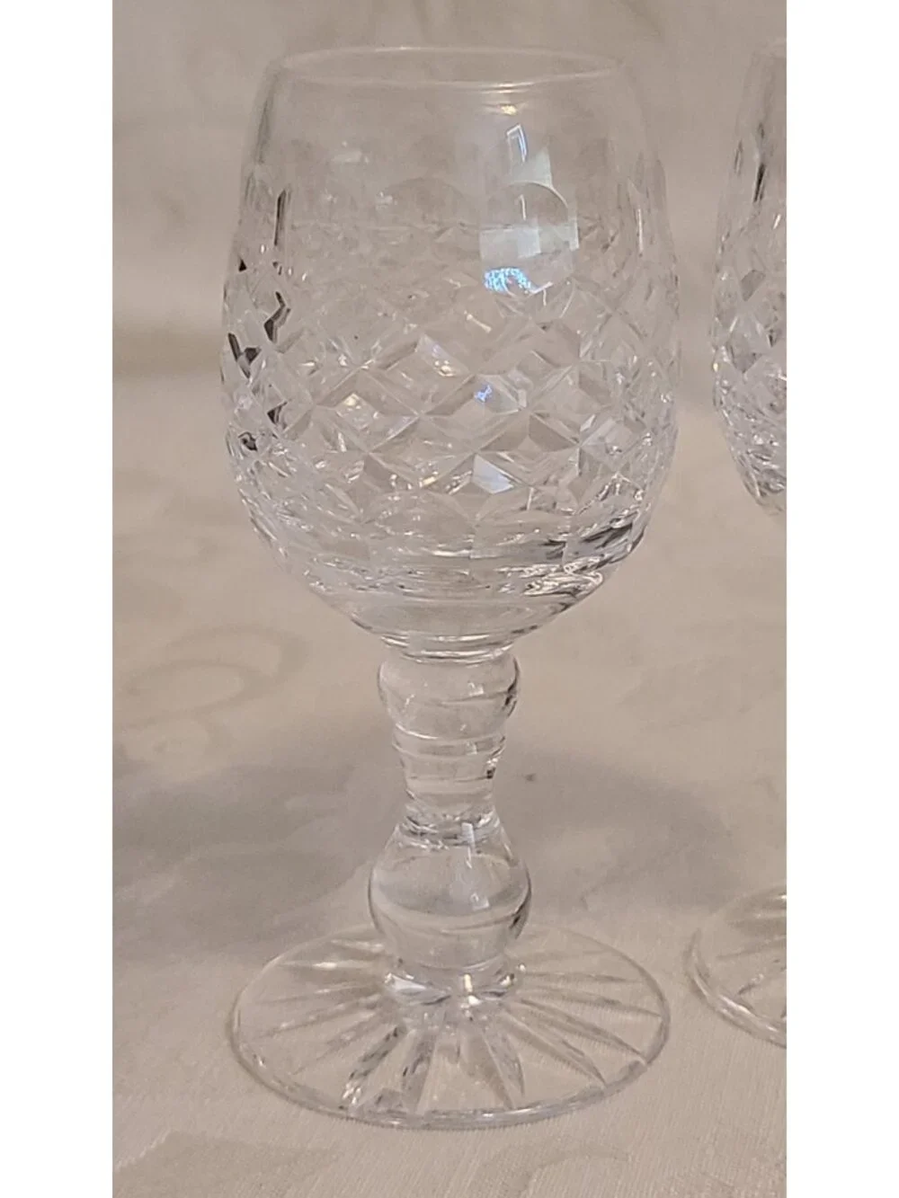 2 Cut Crystal Cordial Glasses Diamond Cut Starburst Foot WATERFORD?